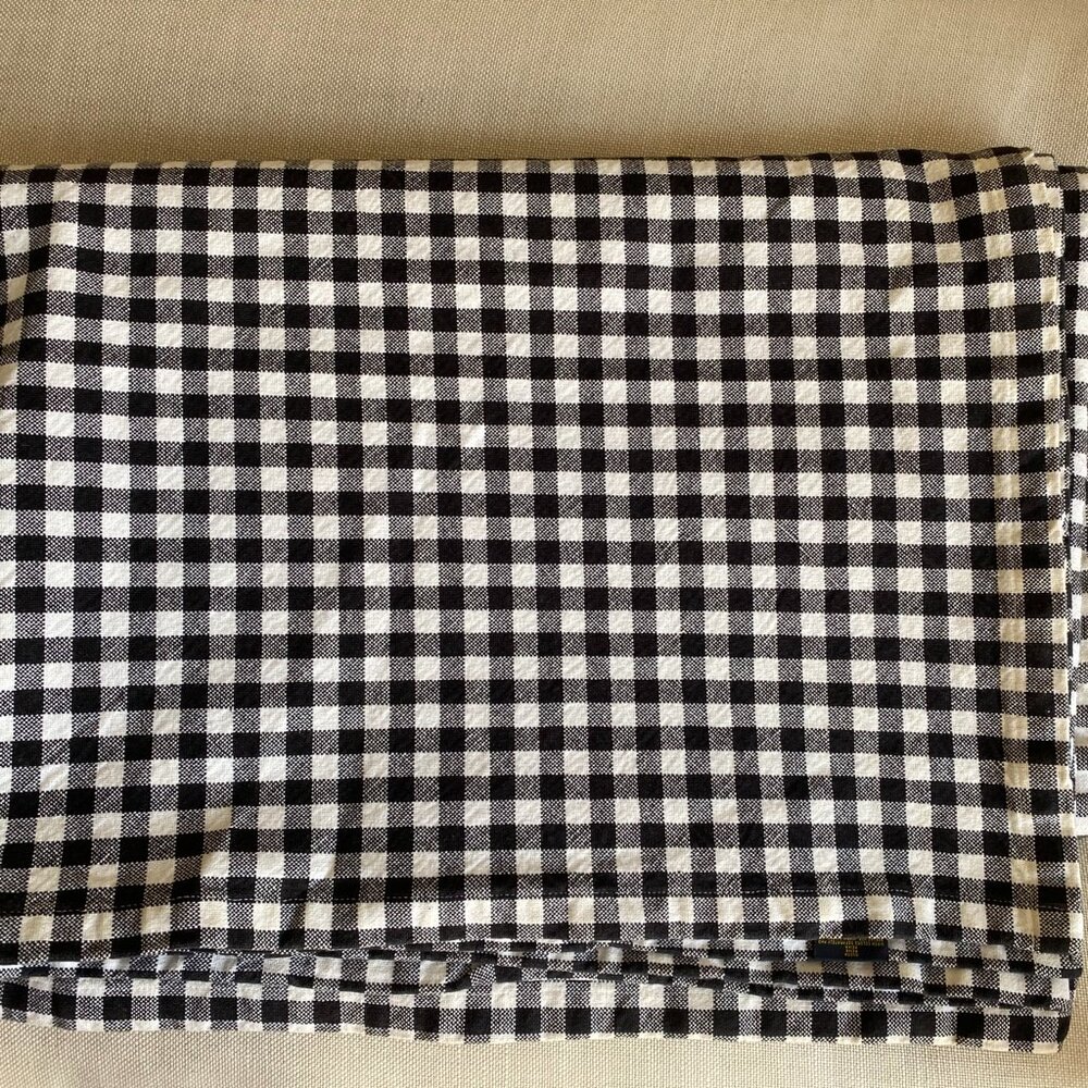 Ralph Lauren Black & White Check Cotton Blanket Queen